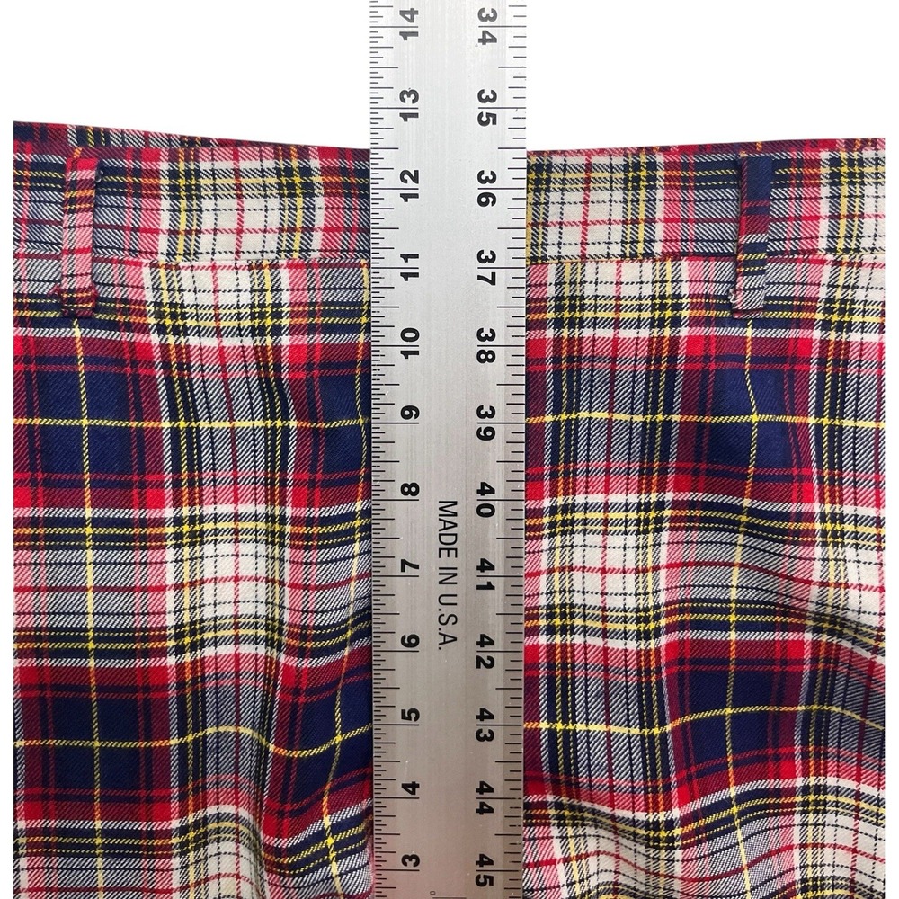 vtg 80s 34x30 Red White Blue Yellow Plaid Tartan Pants Trousers USA Cotton Blend - Picture 3 of 7